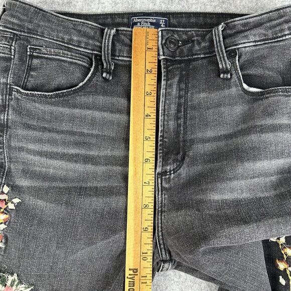 Abercrombie & Fitch Simone High Rise Ankle Jeans Womens 27 Floral Embroidered* - Picture 12 of 16